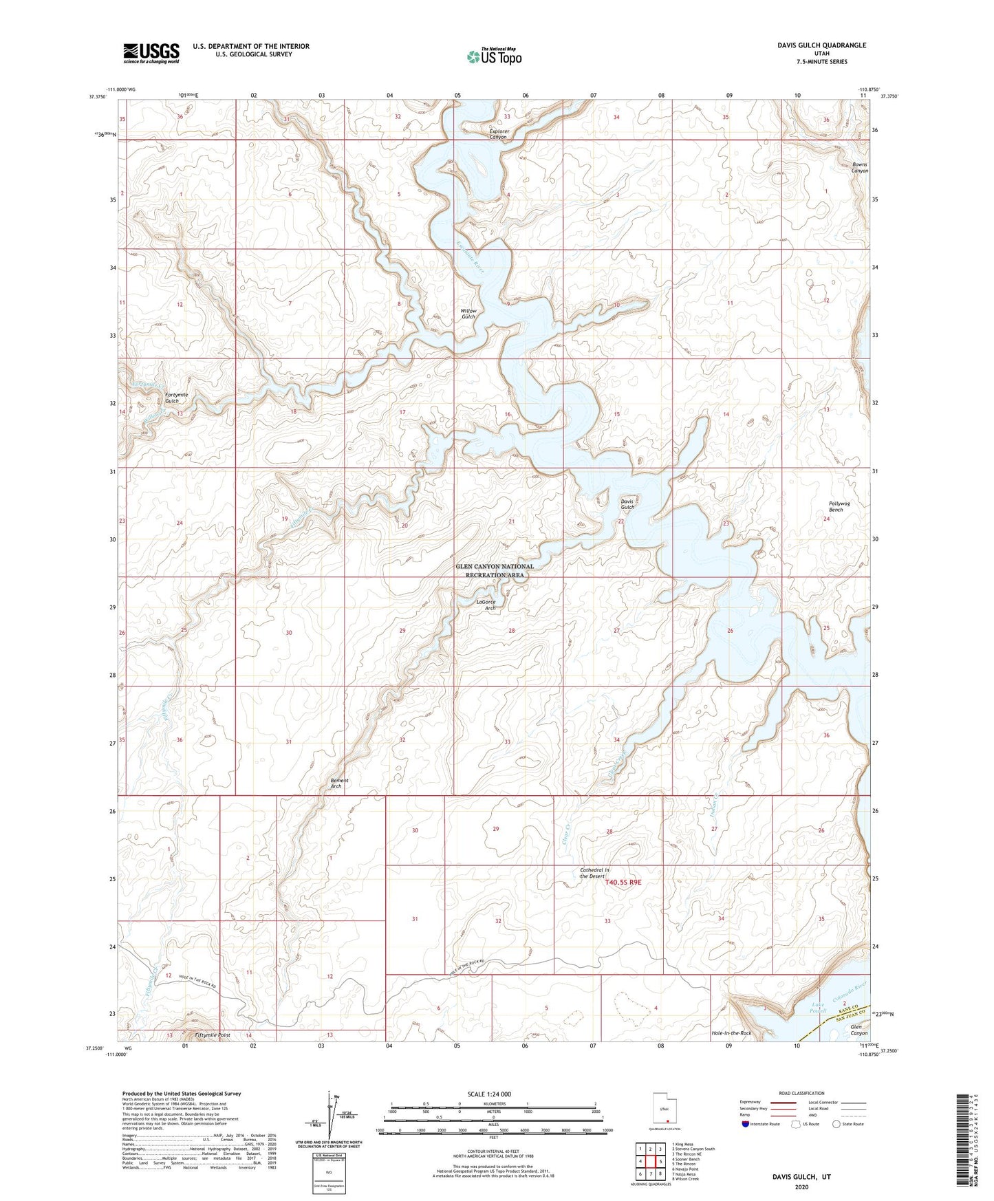 Davis Gulch Utah US Topo Map Image