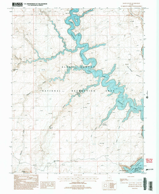Classic USGS Davis Gulch Utah 7.5'x7.5' Topo Map Image