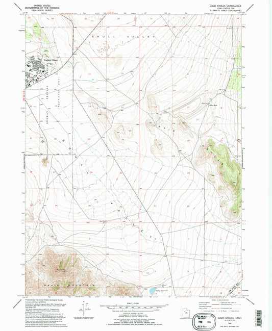 Classic USGS Davis Knolls Utah 7.5'x7.5' Topo Map Image