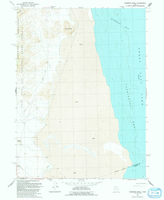 Classic USGS Deardens Knoll Utah 7.5'x7.5' Topo Map Image