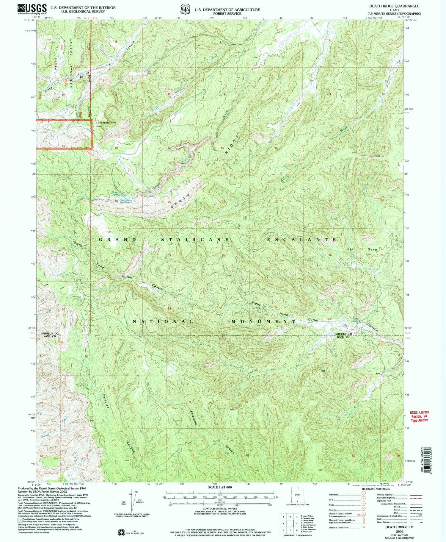 Classic USGS Death Ridge Utah 7.5'x7.5' Topo Map Image