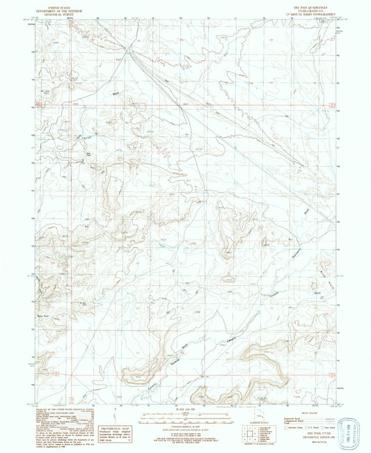 Classic USGS Dee Pass Utah 7.5'x7.5' Topo Map Image
