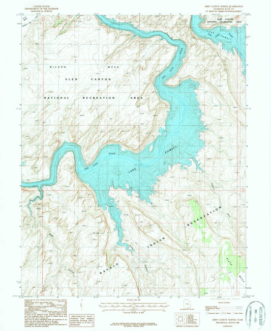 Classic USGS Deep Canyon North Utah 7.5'x7.5' Topo Map Image