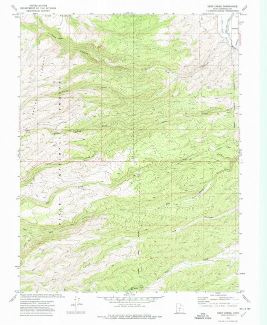 Classic USGS Deep Creek Utah 7.5'x7.5' Topo Map Image
