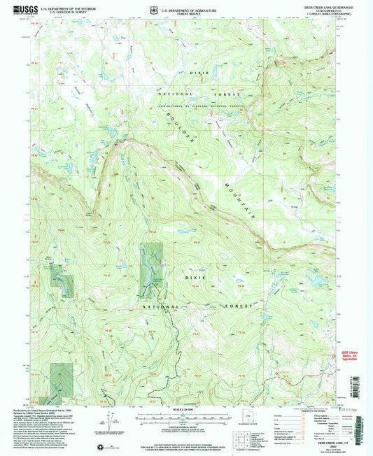 Classic USGS Deer Creek Lake Utah 7.5'x7.5' Topo Map Image