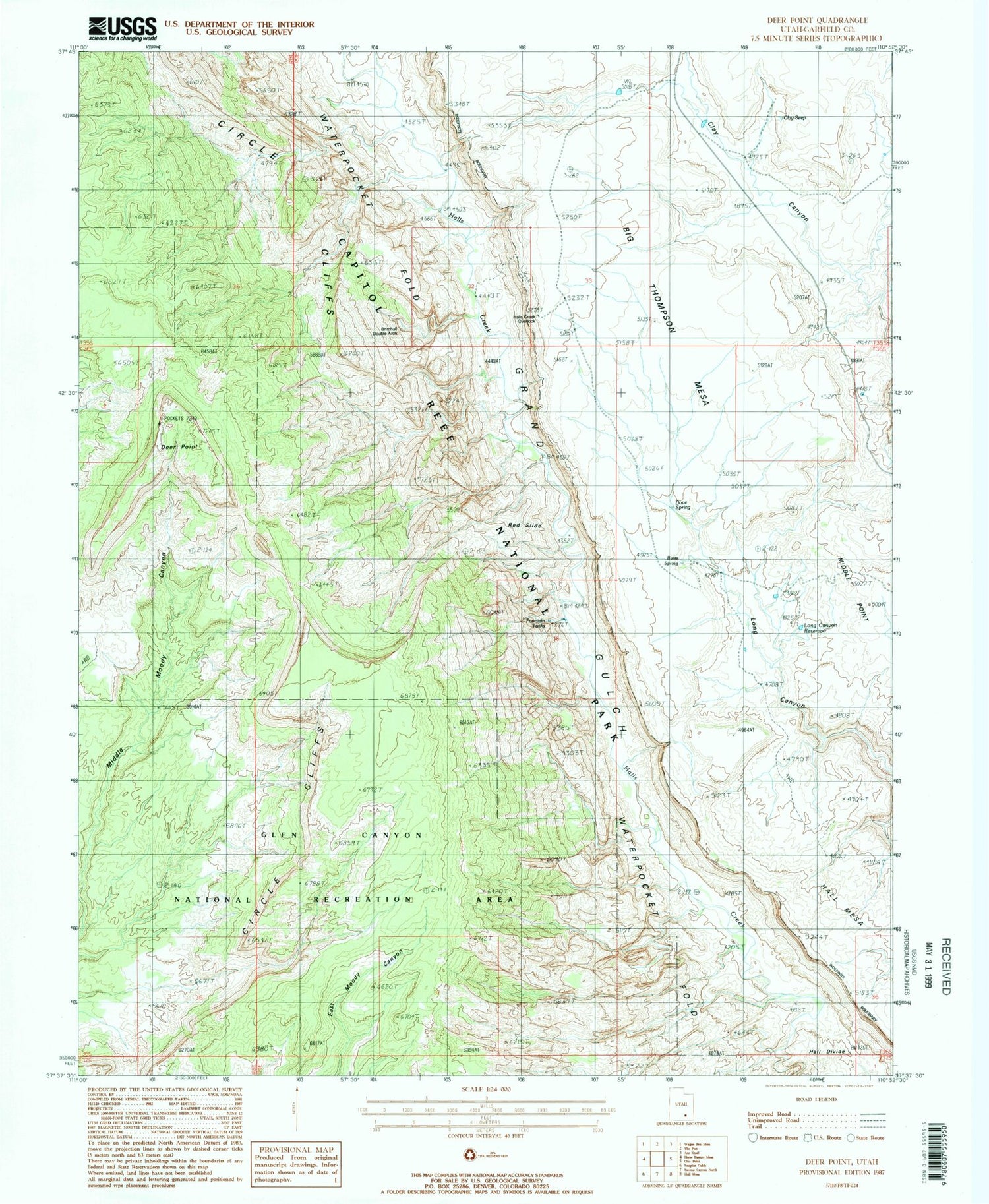Classic USGS Deer Point Utah 7.5'x7.5' Topo Map Image