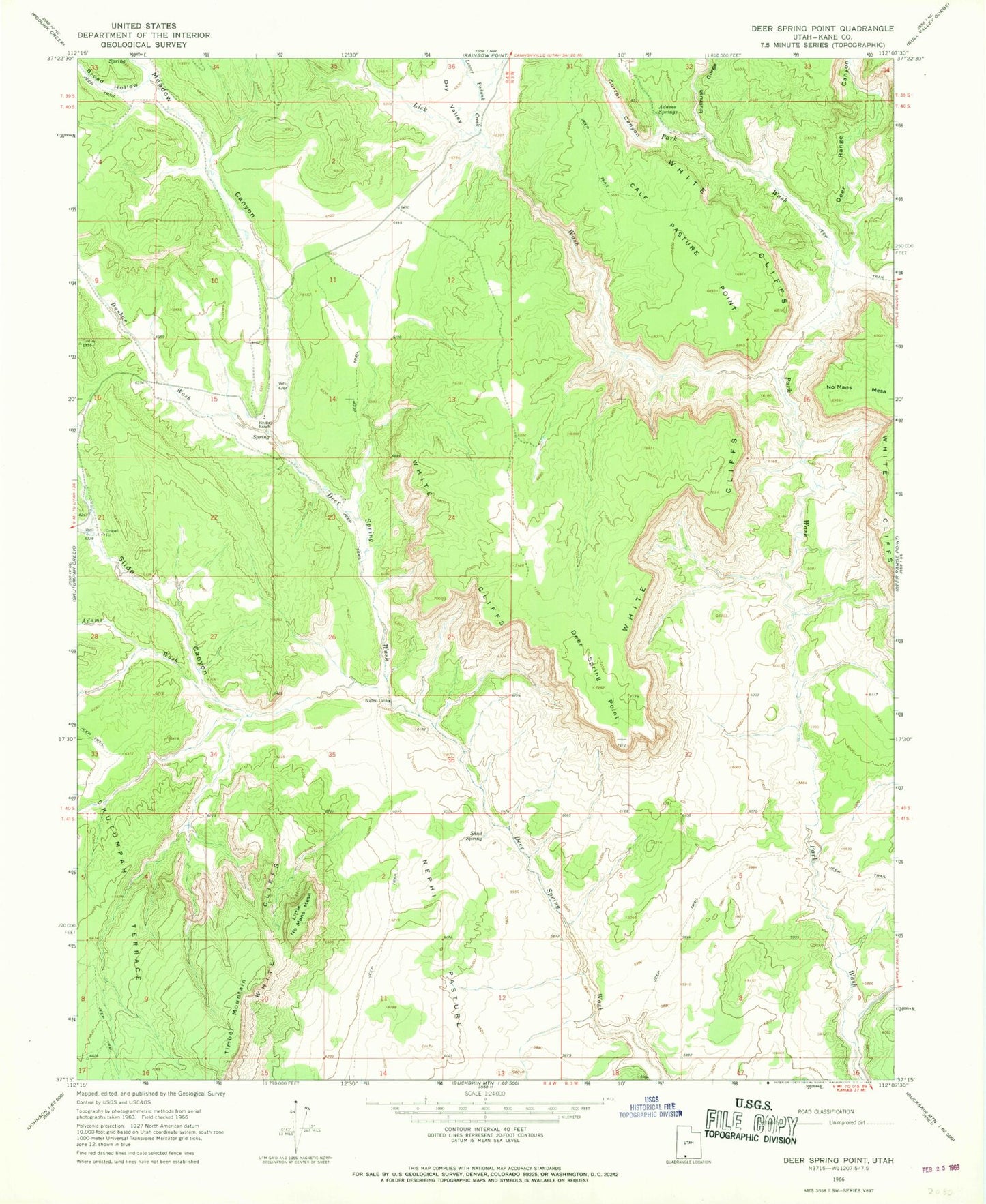 Classic USGS Deer Spring Point Utah 7.5'x7.5' Topo Map Image