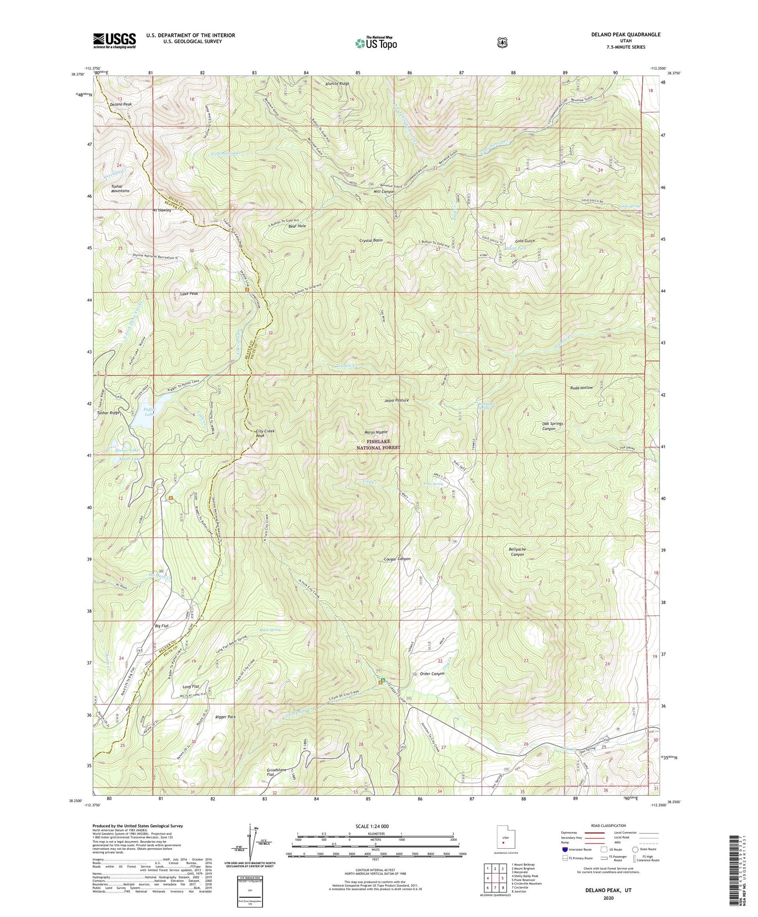 Delano Peak Utah US Topo Map Image