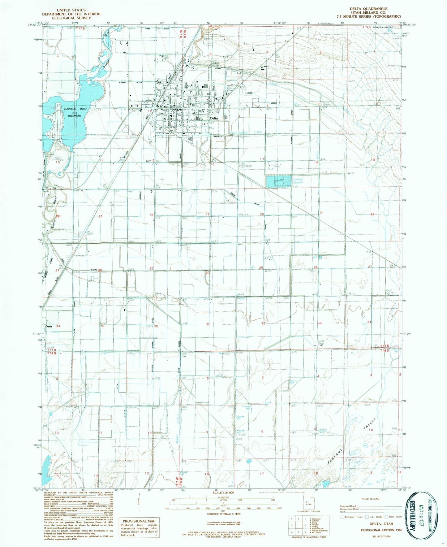 Classic USGS Delta Utah 7.5'x7.5' Topo Map Image