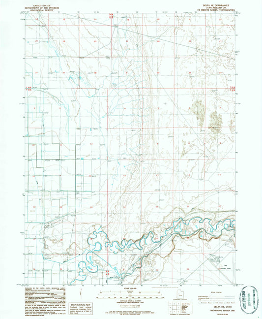 Classic USGS Delta NE Utah 7.5'x7.5' Topo Map Image
