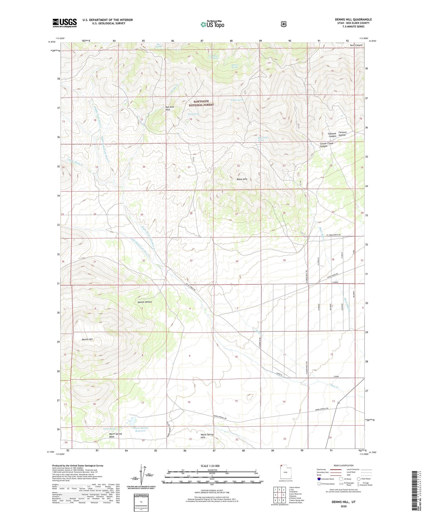 Dennis Hill Utah US Topo Map Image