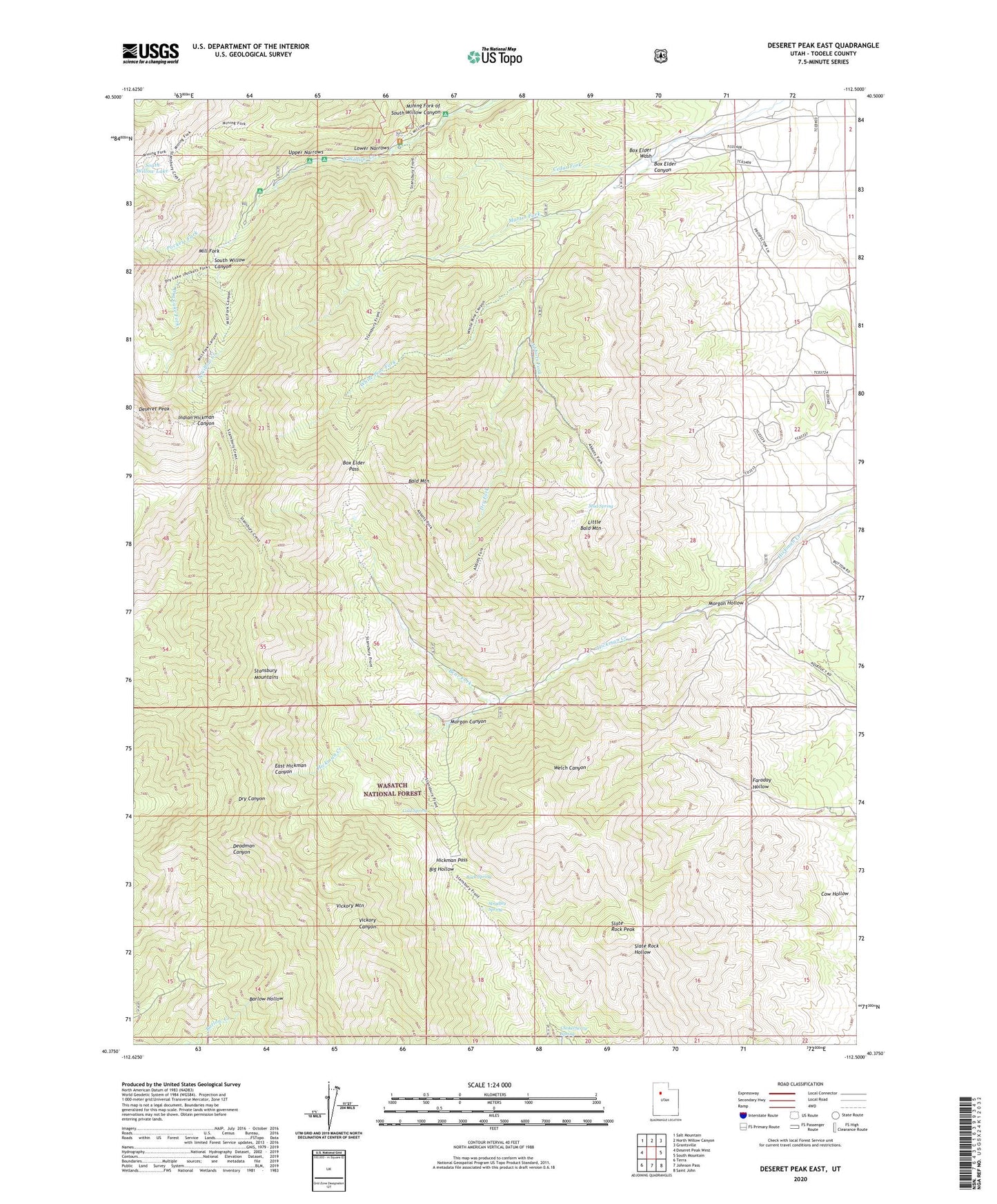 Deseret Peak East Utah US Topo Map Image