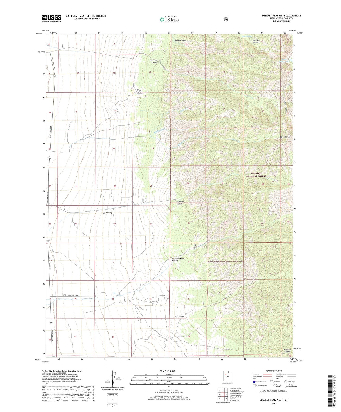 Deseret Peak West Utah US Topo Map Image