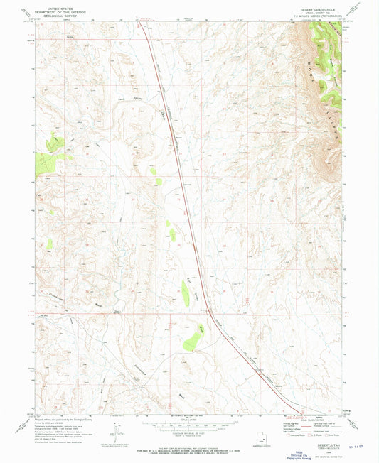 Classic USGS Desert Utah 7.5'x7.5' Topo Map Image