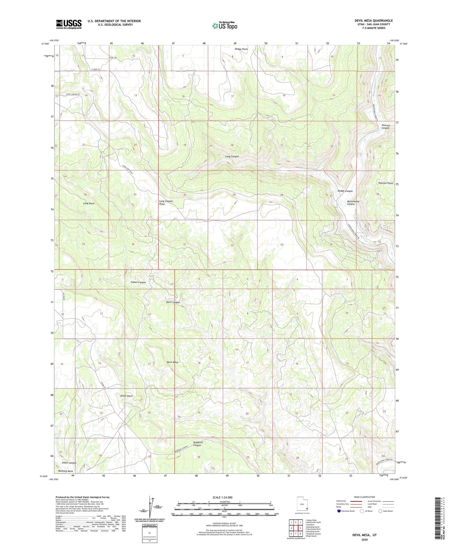 Devil Mesa Utah US Topo Map Image