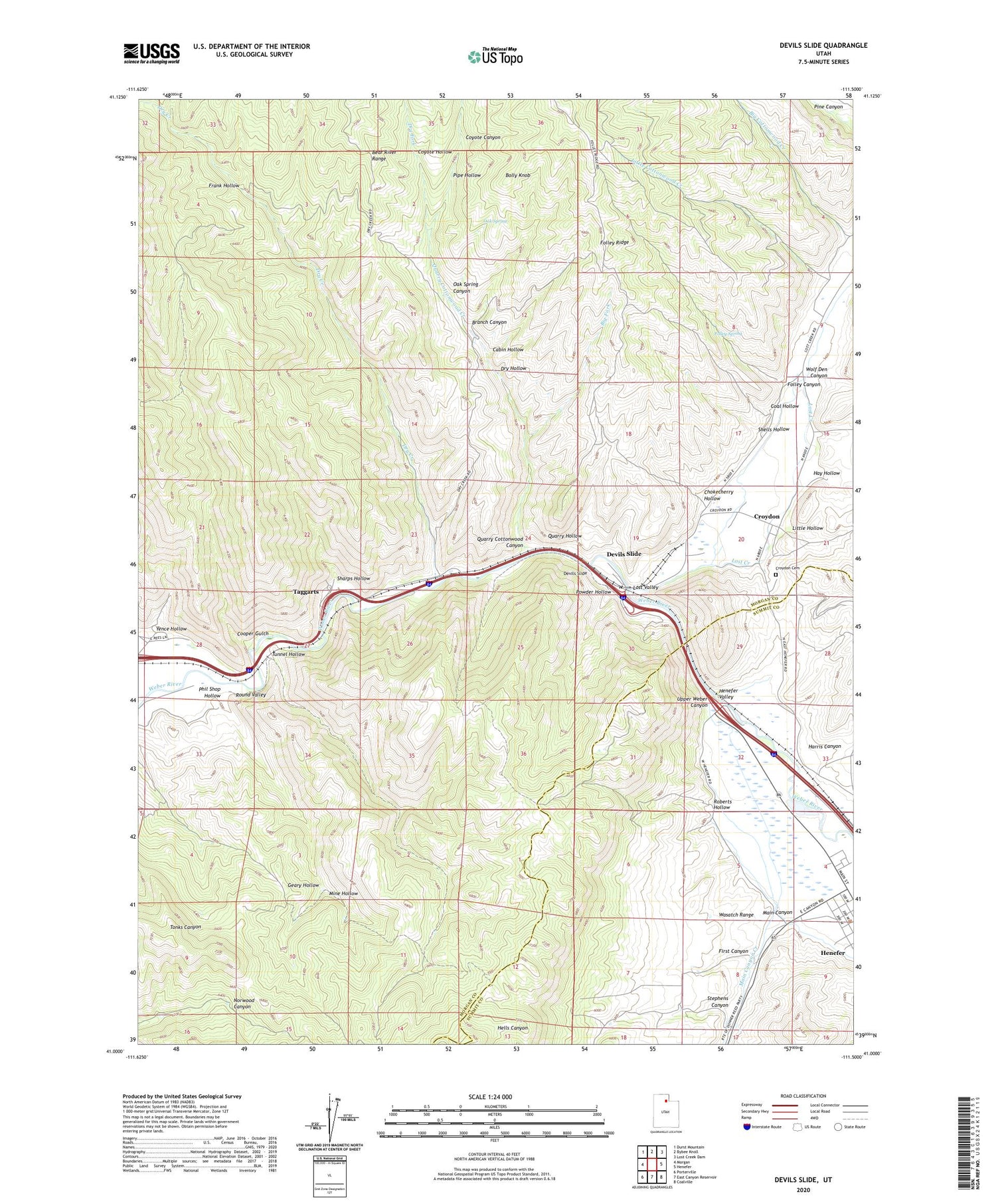 Devils Slide Utah US Topo Map Image