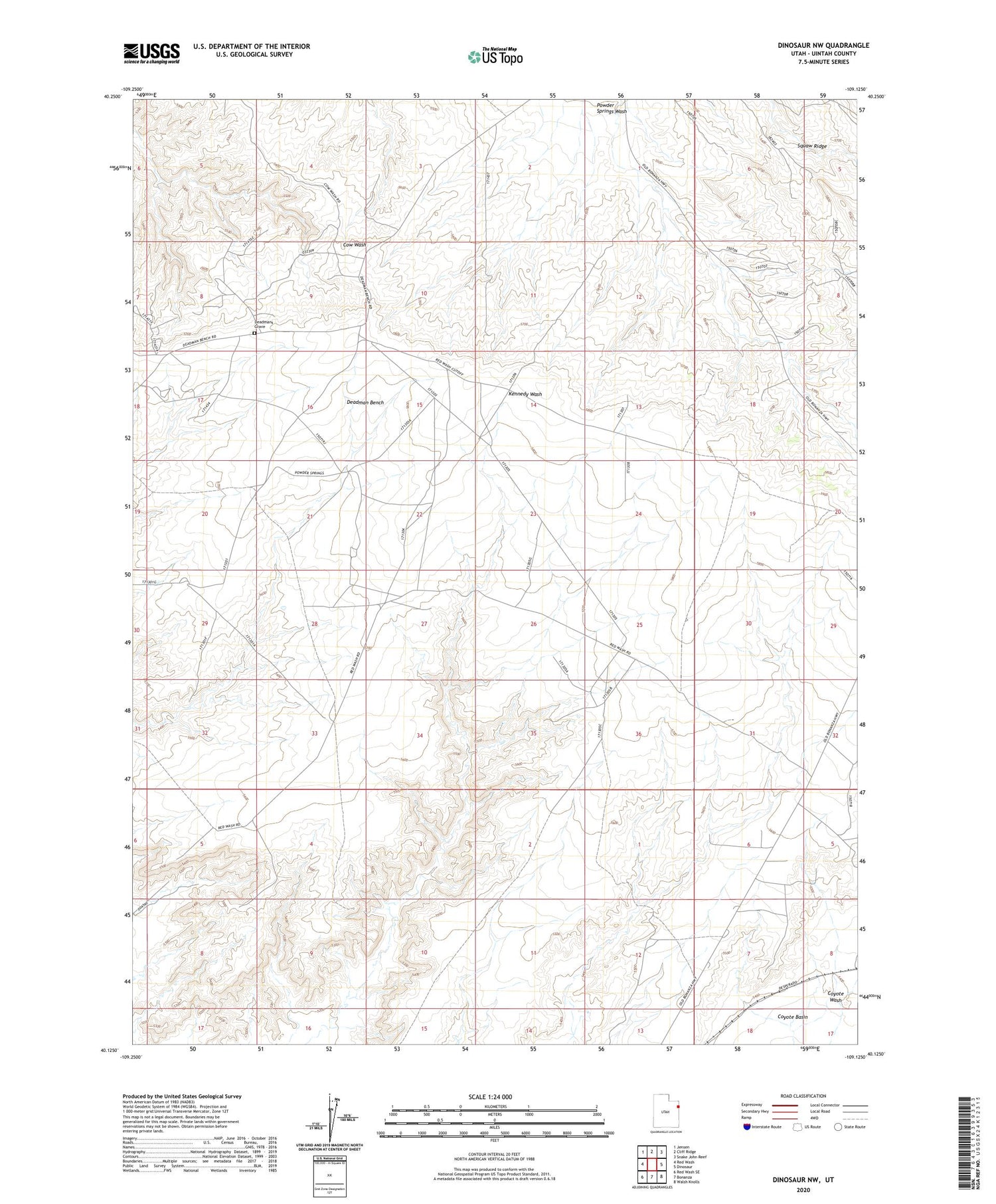 Dinosaur NW Utah US Topo Map Image