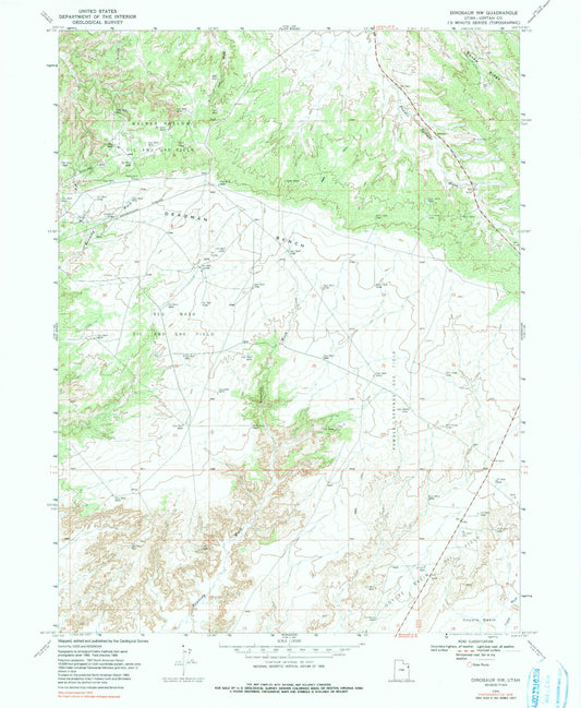 Classic USGS Dinosaur NW Utah 7.5'x7.5' Topo Map Image