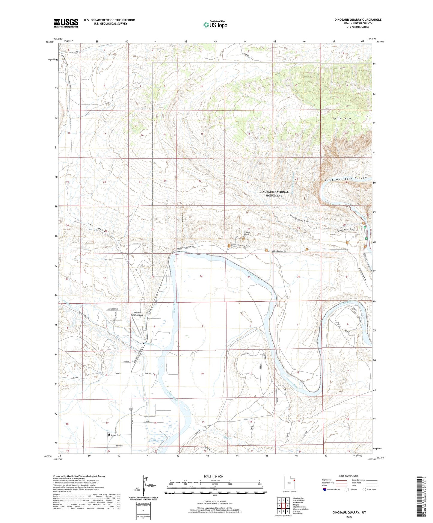 Dinosaur Quarry Utah US Topo Map Image