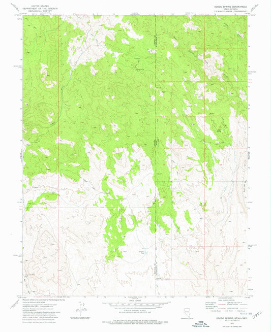 Classic USGS Dodge Spring Utah 7.5'x7.5' Topo Map Image