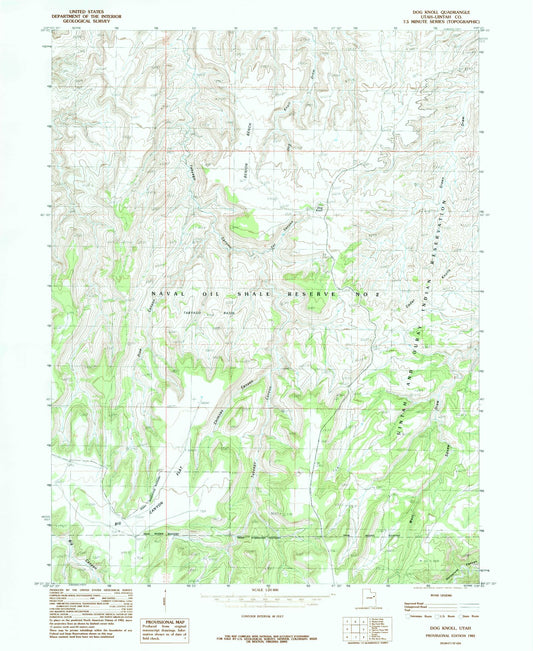Classic USGS Dog Knoll Utah 7.5'x7.5' Topo Map Image