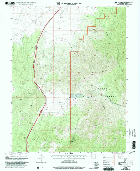 Classic USGS Dog Valley Peak Utah 7.5'x7.5' Topo Map Image