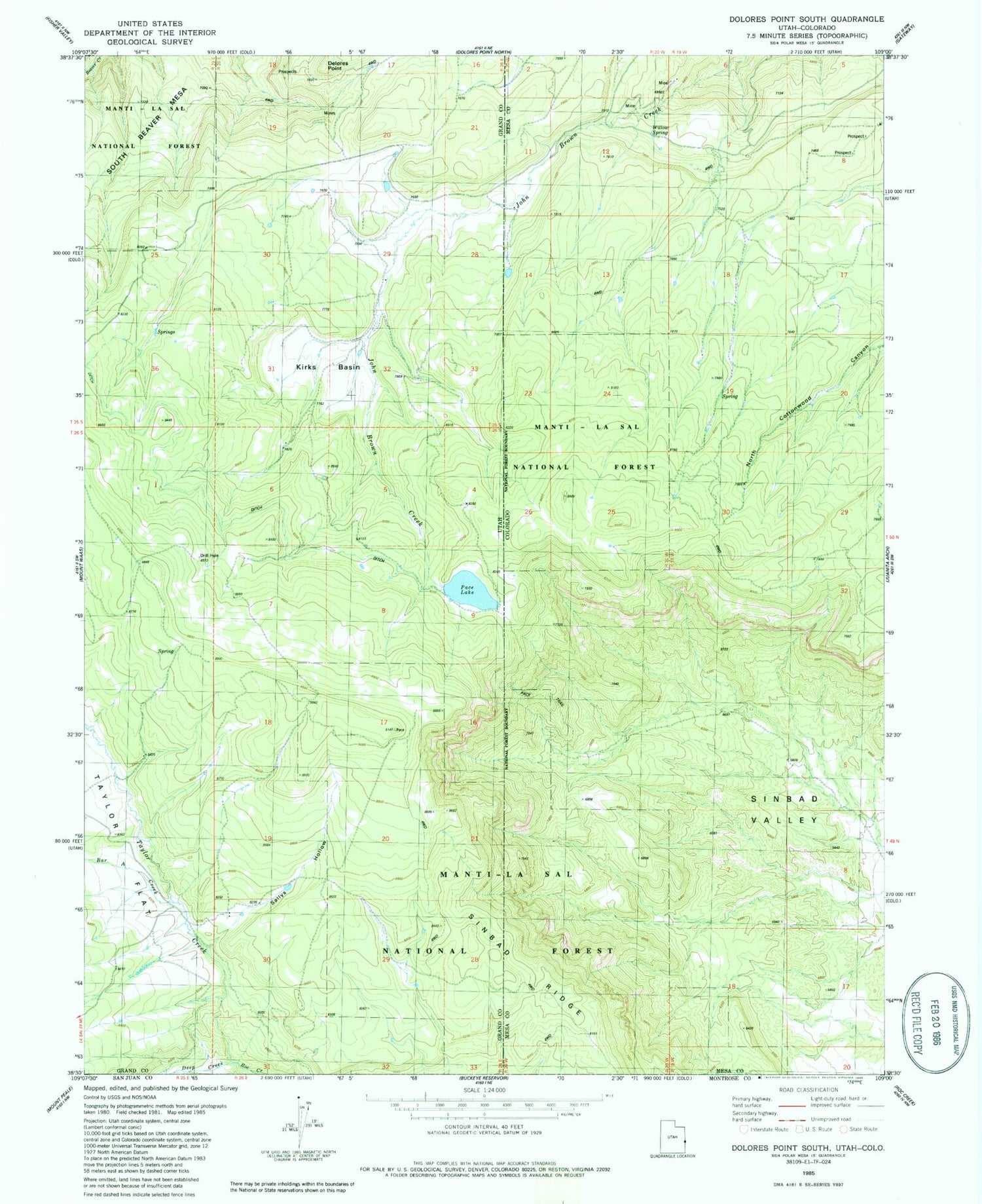 Classic USGS Dolores Point South Colorado 7.5'x7.5' Topo Map Image