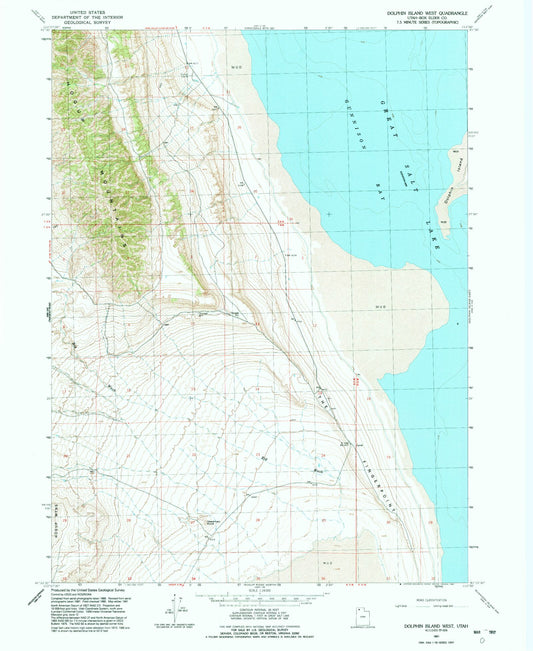 Classic USGS Dolphin Island West Utah 7.5'x7.5' Topo Map Image
