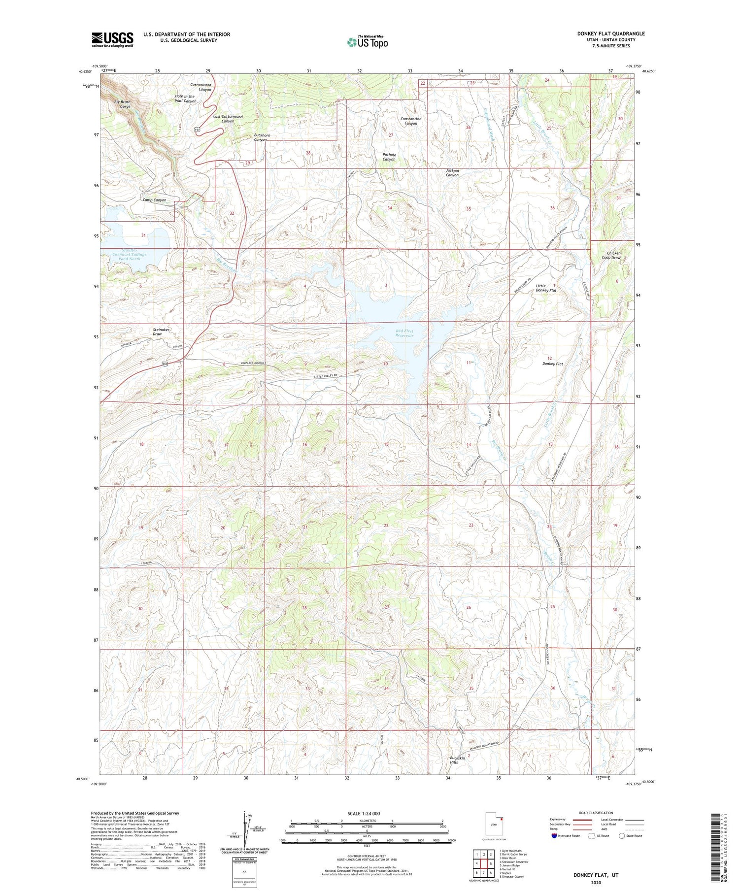 Donkey Flat Utah US Topo Map Image