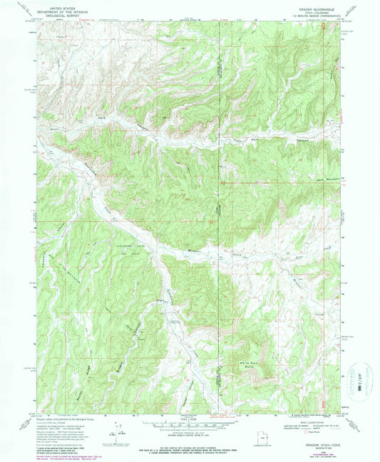 Classic USGS Dragon Utah 7.5'x7.5' Topo Map Image