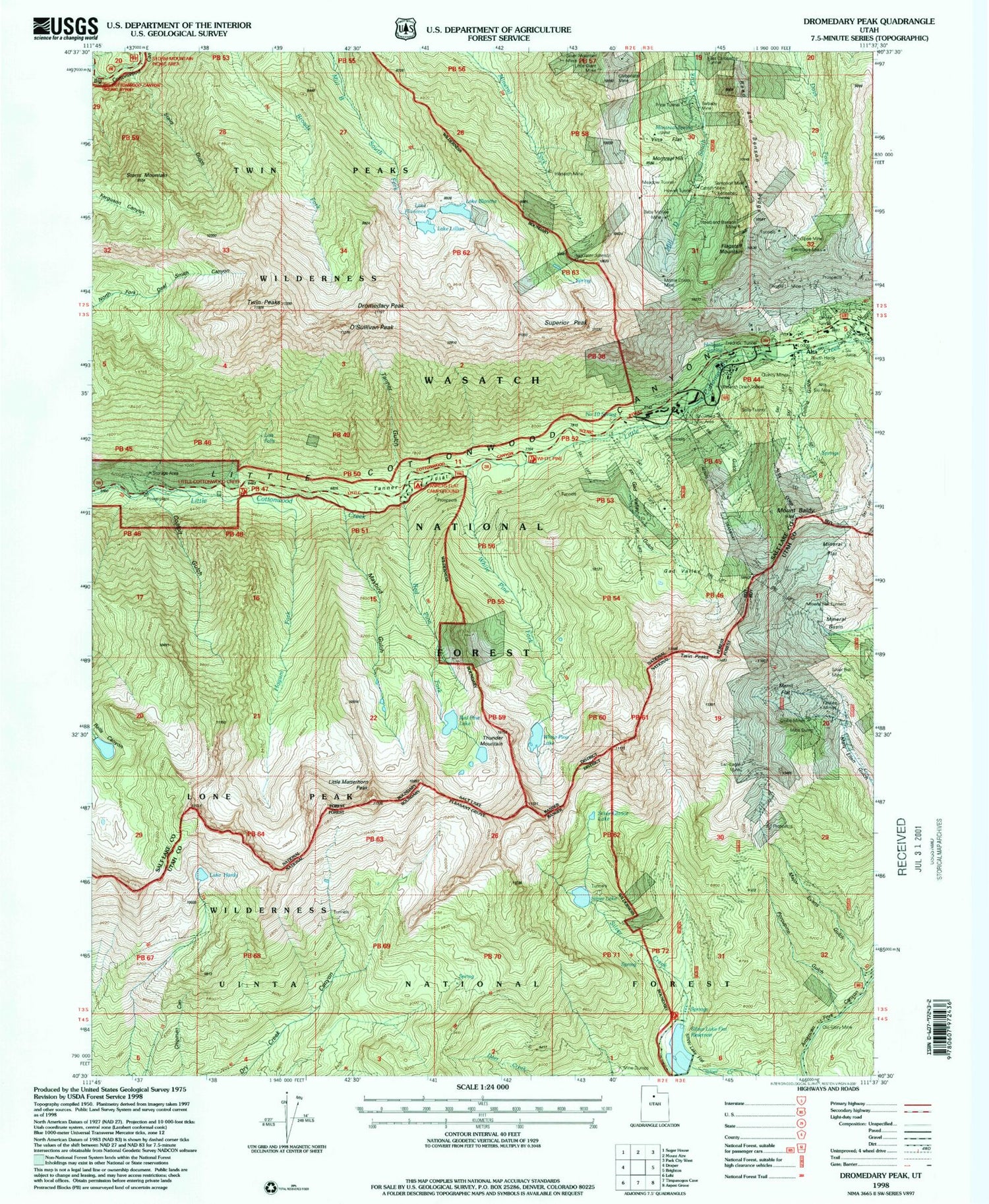 USGS Classic Dromedary Peak Utah 7.5'x7.5' Topo Map Image