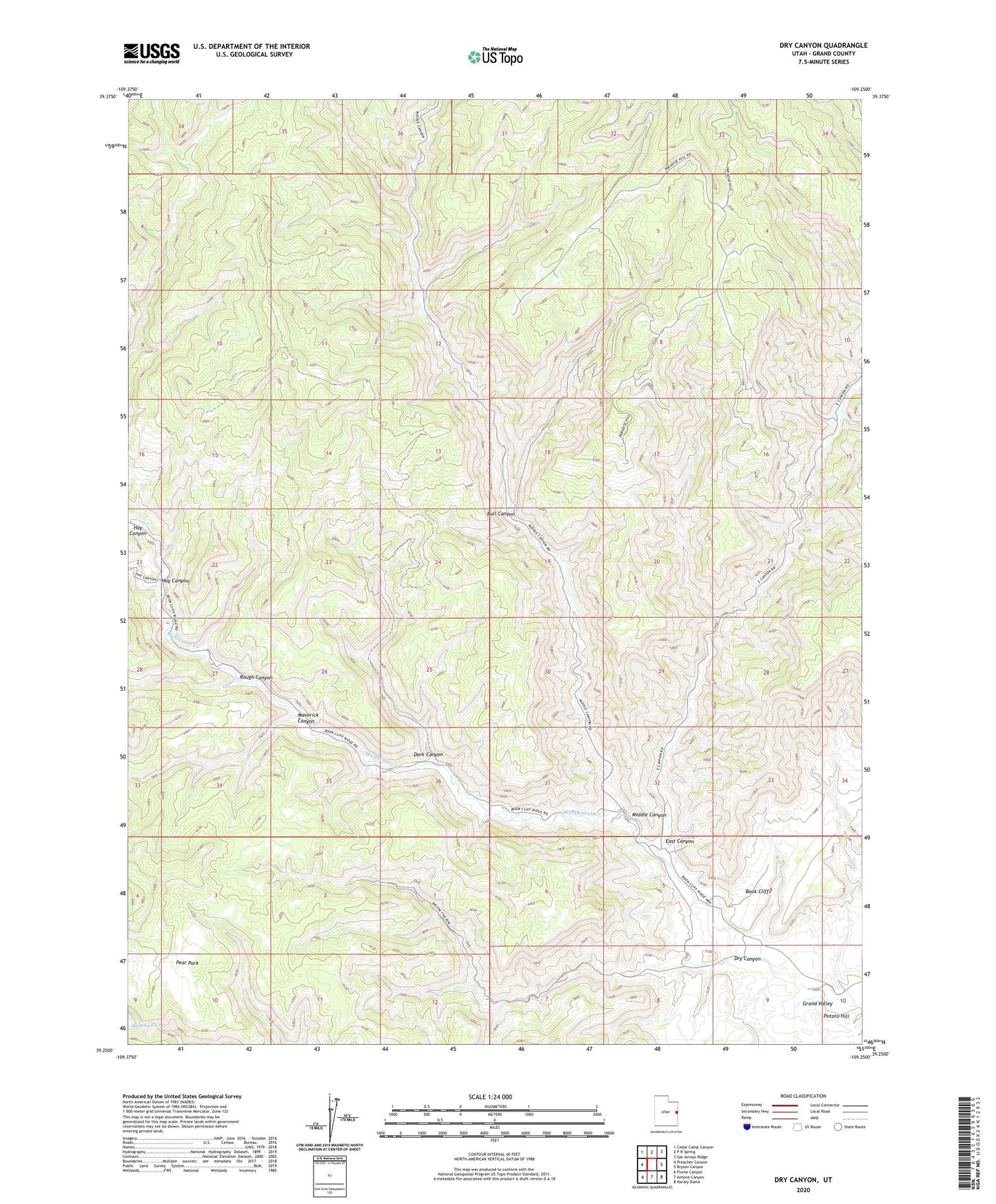 Dry Canyon Utah US Topo Map Image