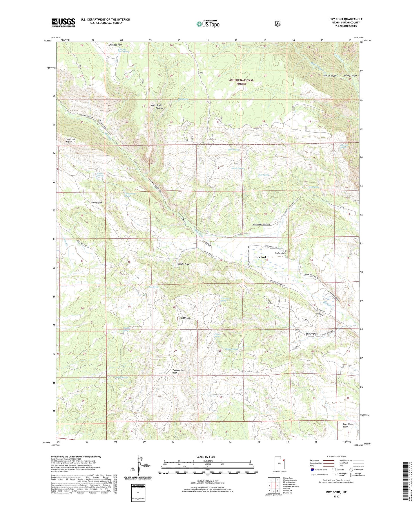 Dry Fork Utah US Topo Map Image