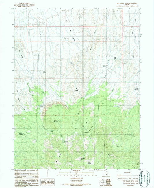 Classic USGS Dry Lakes Peak Utah 7.5'x7.5' Topo Map Image