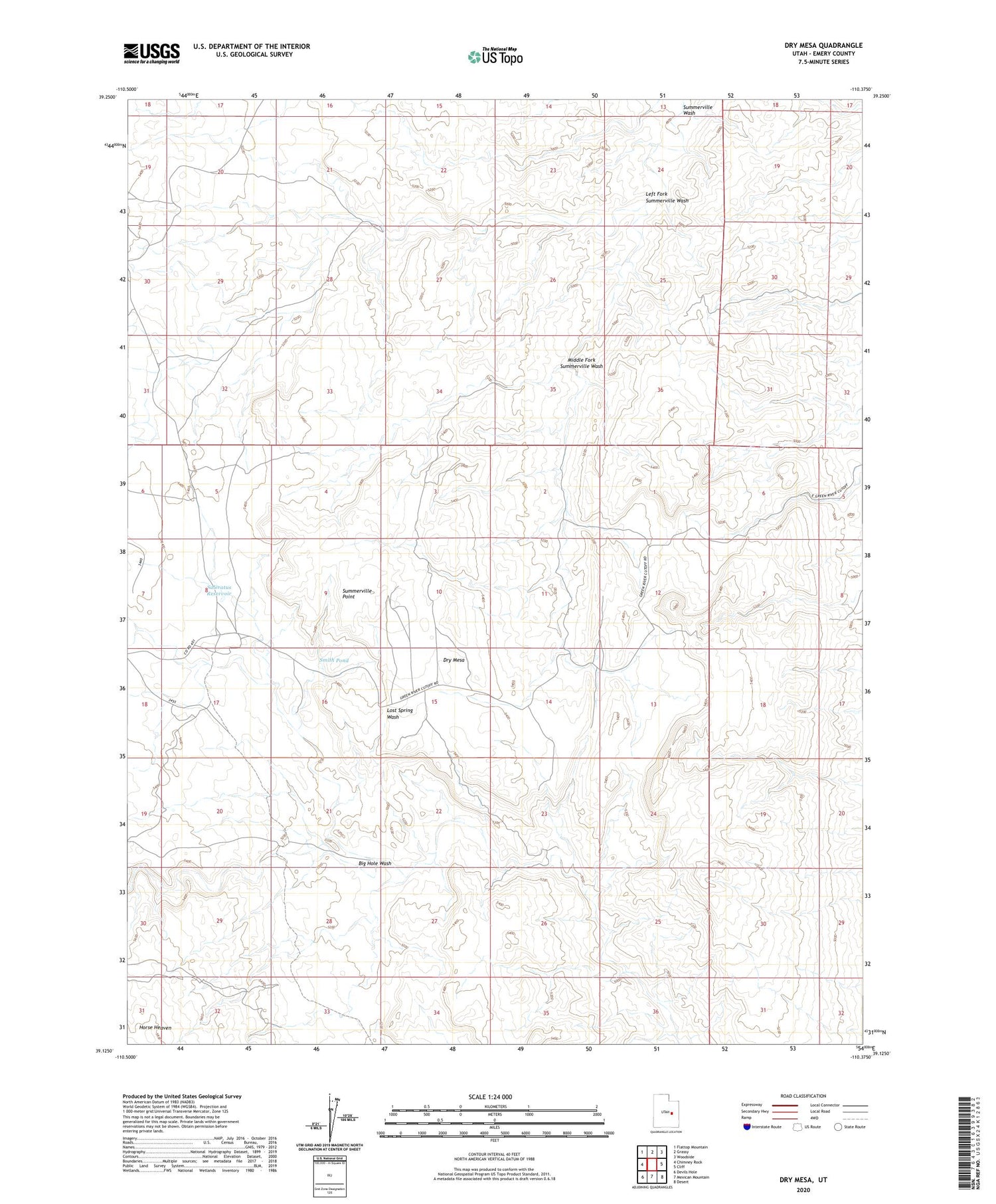 Dry Mesa Utah US Topo Map Image