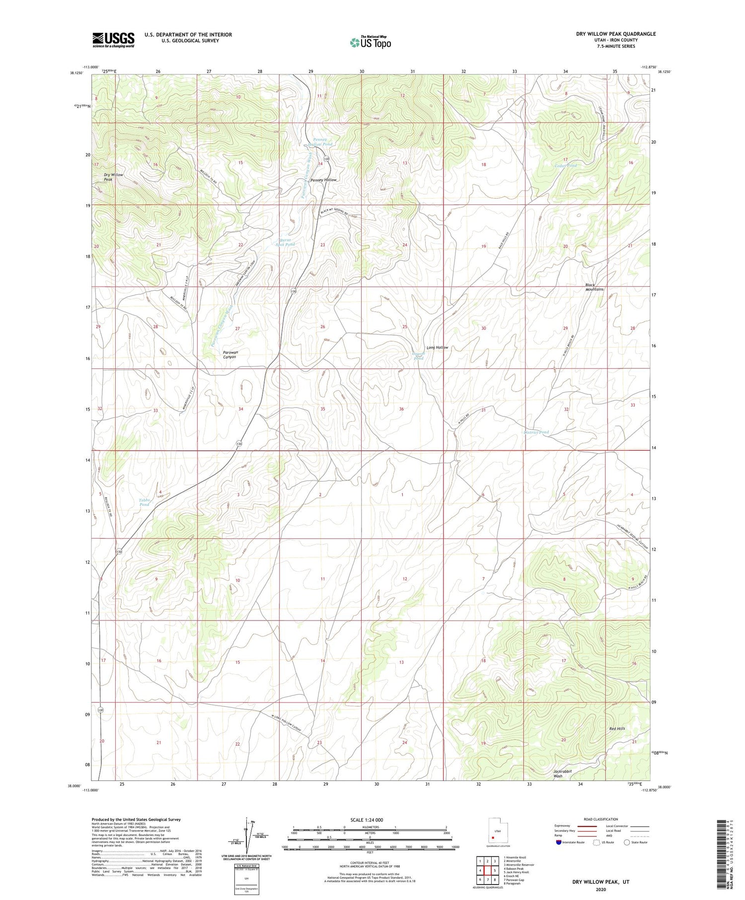 Dry Willow Peak Utah US Topo Map Image