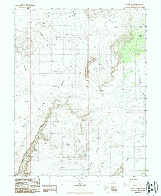 Classic USGS Dubinky Wash Utah 7.5'x7.5' Topo Map Image