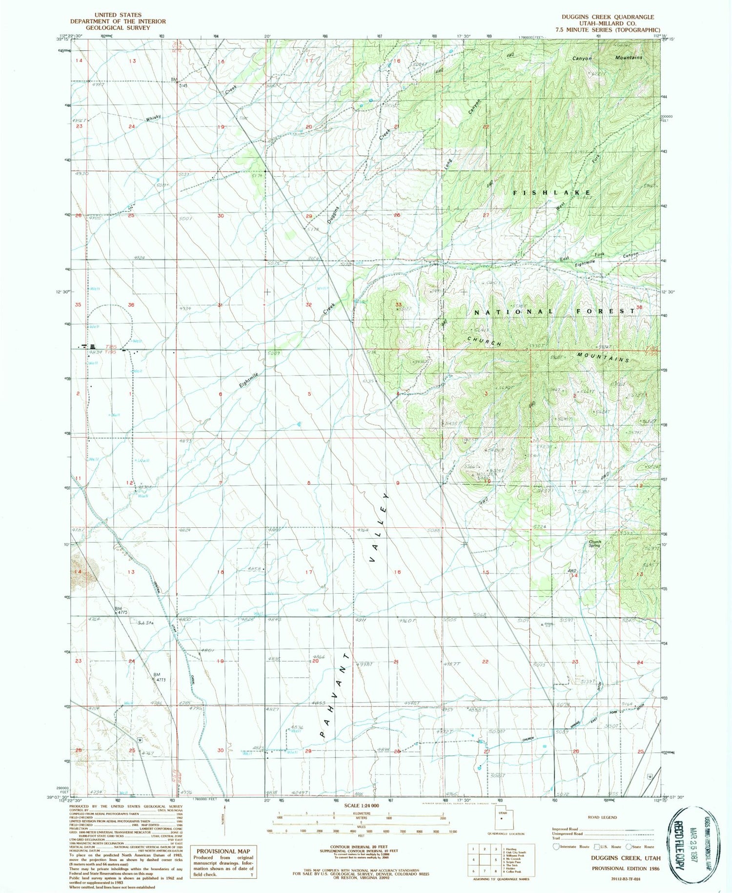 Classic USGS Duggins Creek Utah 7.5'x7.5' Topo Map Image