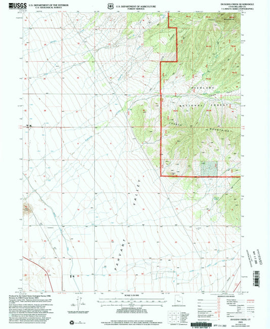 Classic USGS Duggins Creek Utah 7.5'x7.5' Topo Map Image