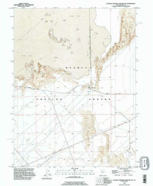 Classic USGS Dugway Proving Ground NE Utah 7.5'x7.5' Topo Map Image
