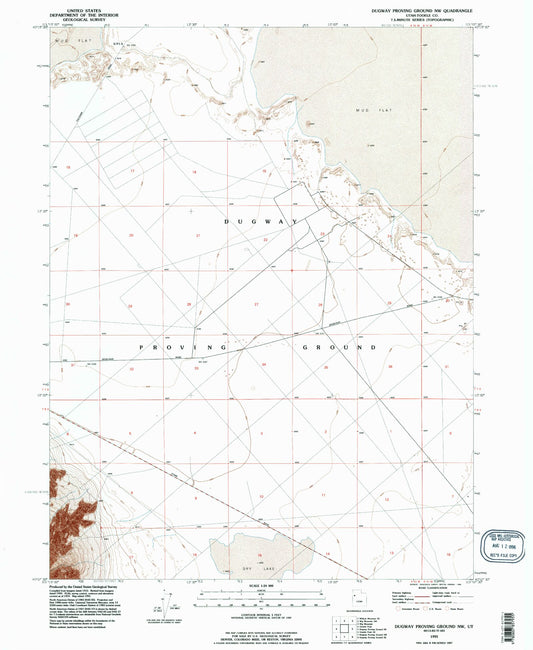 Classic USGS Dugway Proving Ground NW Utah 7.5'x7.5' Topo Map Image