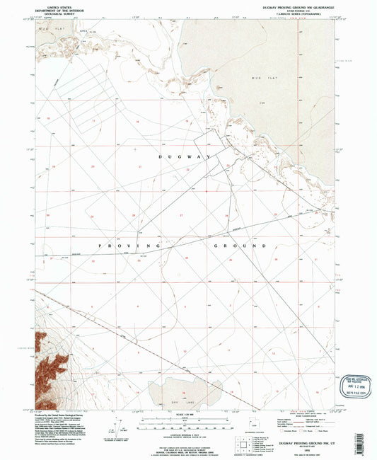 Classic USGS Dugway Proving Ground NW Utah 7.5'x7.5' Topo Map Image