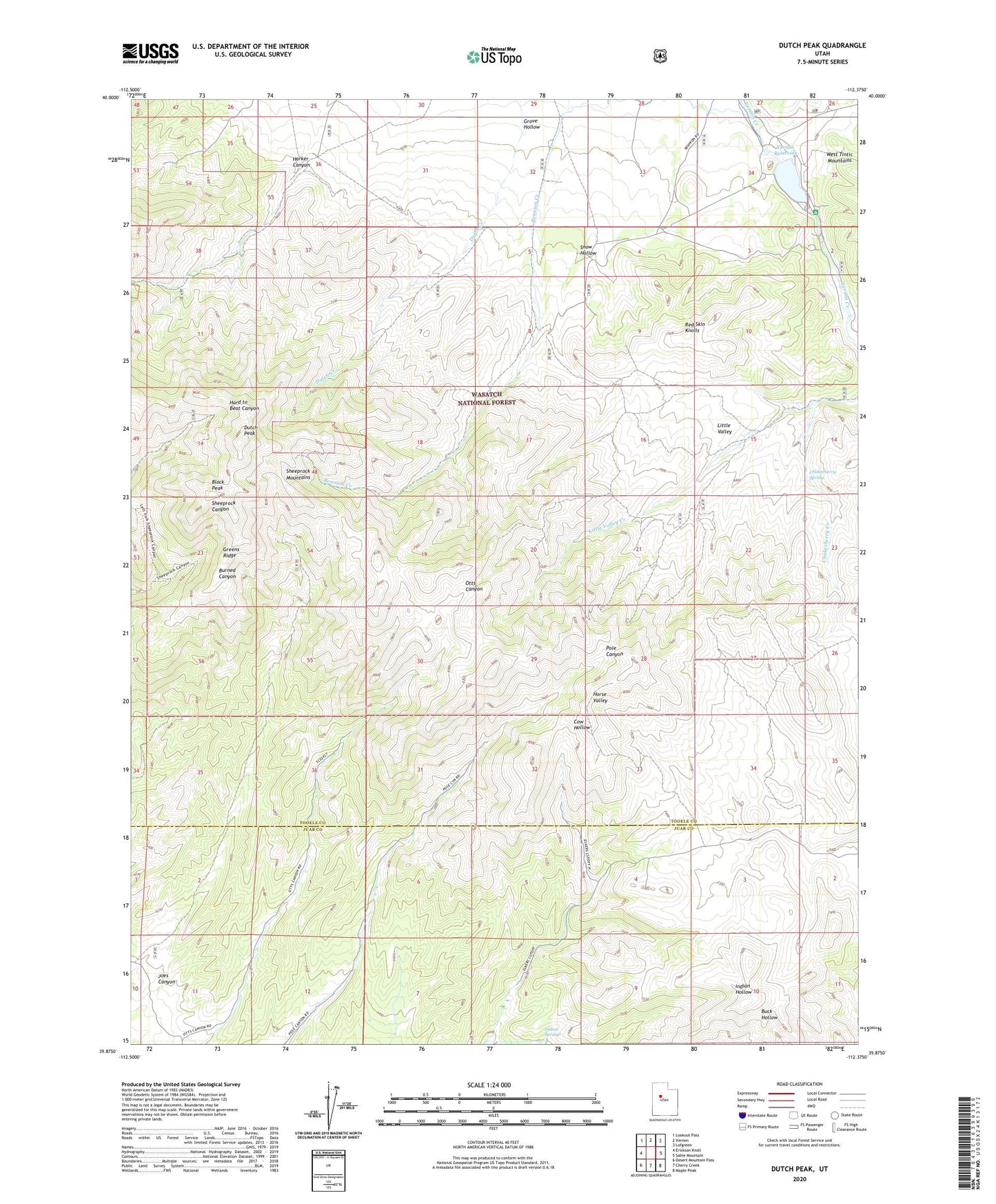 Dutch Peak Utah US Topo Map Image