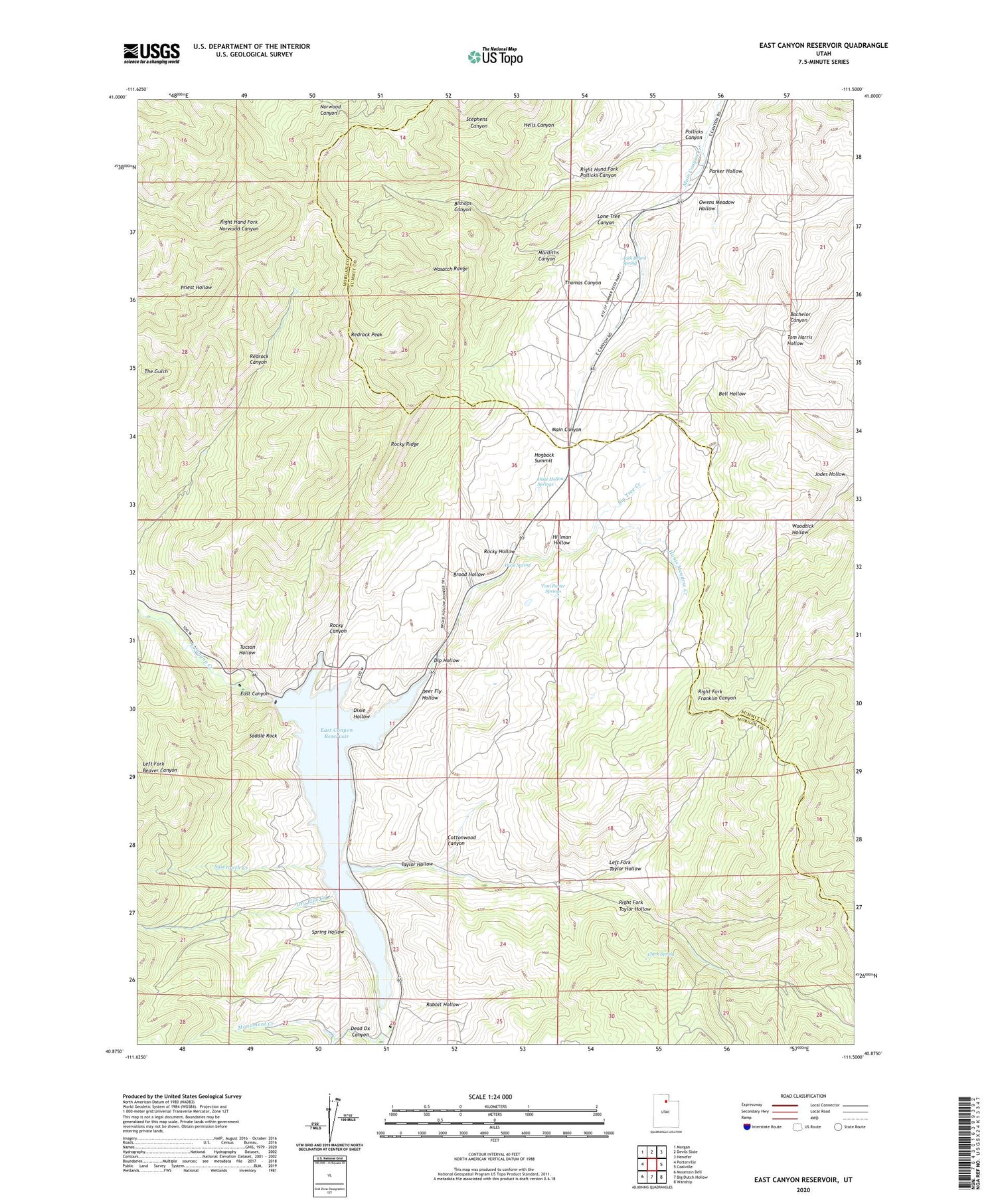 East Canyon Reservoir Utah US Topo Map Image