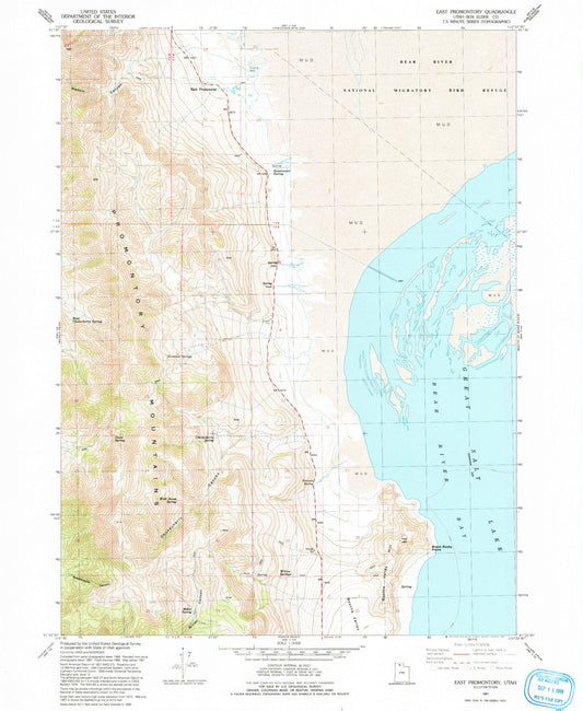 Classic USGS East Promontory Utah 7.5'x7.5' Topo Map Image