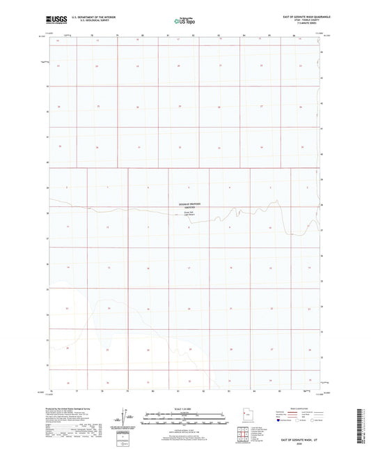 East of Goshute Wash Utah US Topo Map Image