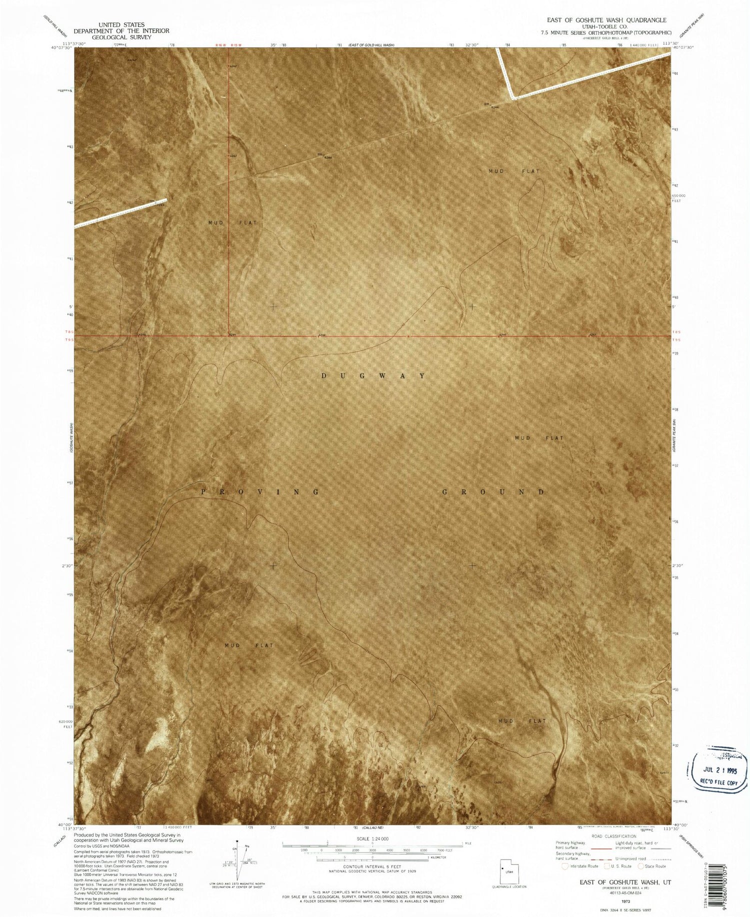 Classic USGS East of Goshute Wash Utah 7.5'x7.5' Topo Map Image