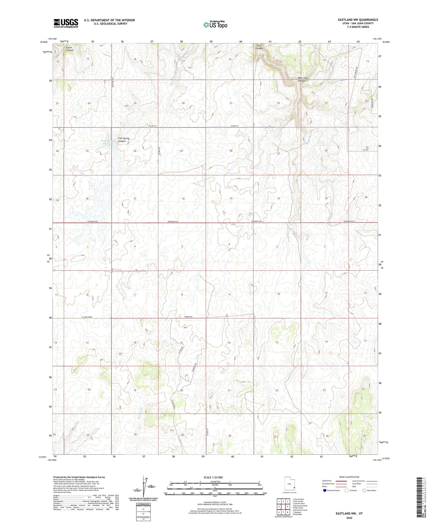 Eastland NW Utah US Topo Map Image