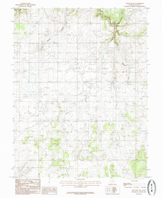 Classic USGS Eastland NW Utah 7.5'x7.5' Topo Map Image