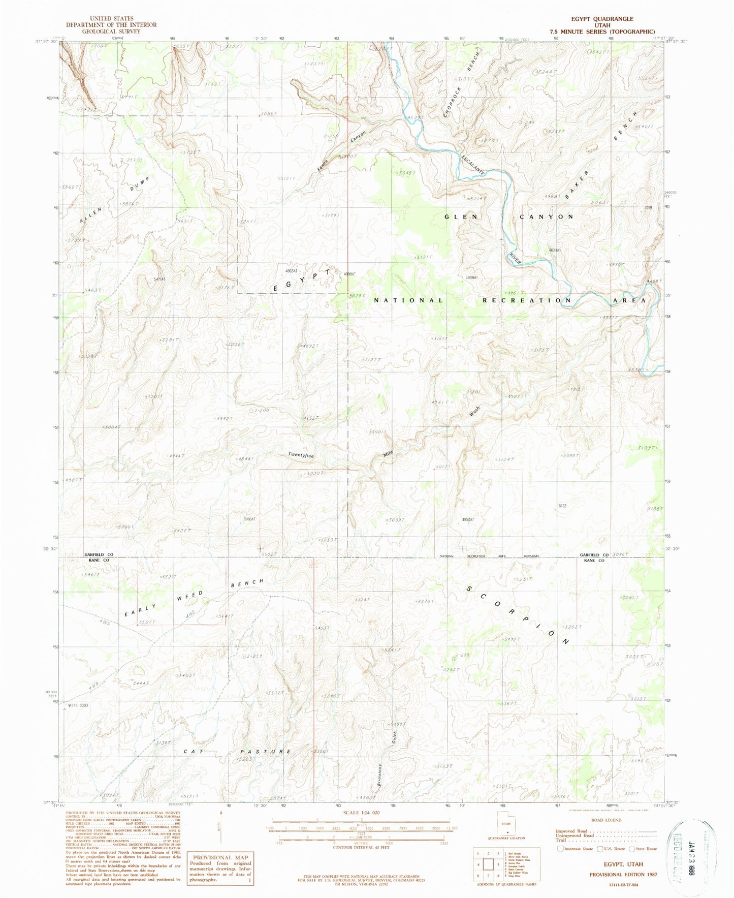 USGS Classic Egypt Utah 7.5'x7.5' Topo Map Image